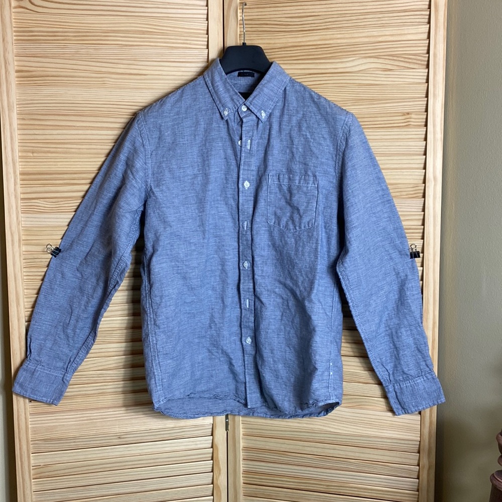 Men's Slim JCrew Button Up Casual Shirt Blue Checkered  Size Large